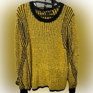 Free the Roses Bold Yellow and Black Striped Chunky Knit Sweater